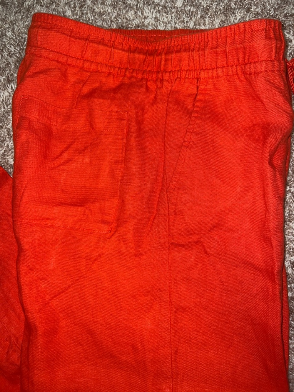 LOFT 100% Linen Wide-Leg Pants, Tassel Drawstring - Bright Coral Orange Size 6! - Picture 2 of 10